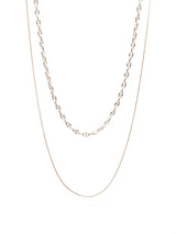 ダブルスネークチェーンネックレス - ローズシルバー