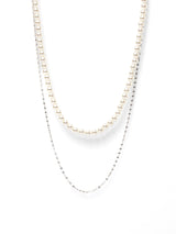 レイヤードパールネックレス - シルバー