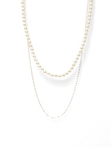 レイヤードパールネックレス - ローズシルバー