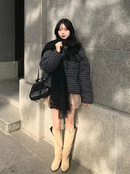 チェックパデッドボリュームブルゾン