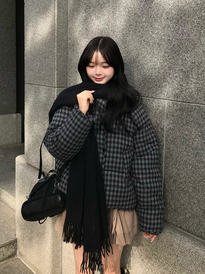 チェックパデッドボリュームブルゾン