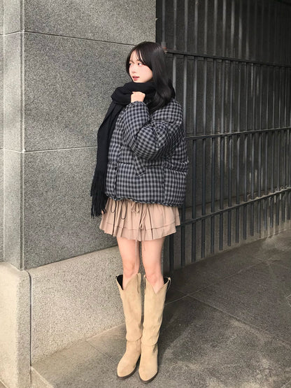 チェックパデッドボリュームブルゾン