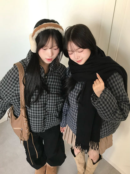 チェックパデッドボリュームブルゾン