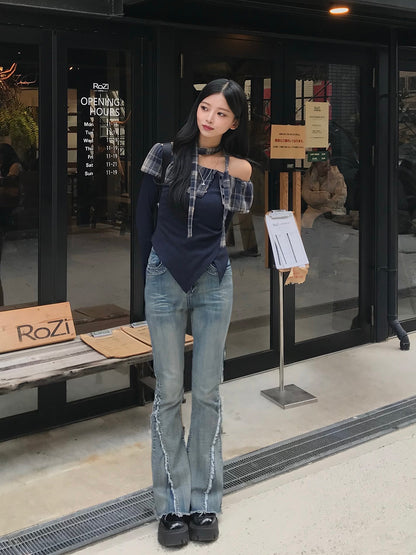流蘇設計喇叭牛仔褲