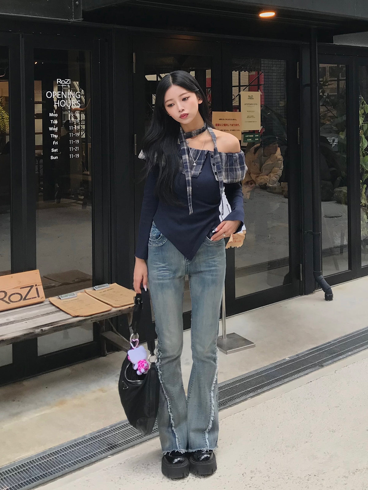 流蘇設計喇叭牛仔褲