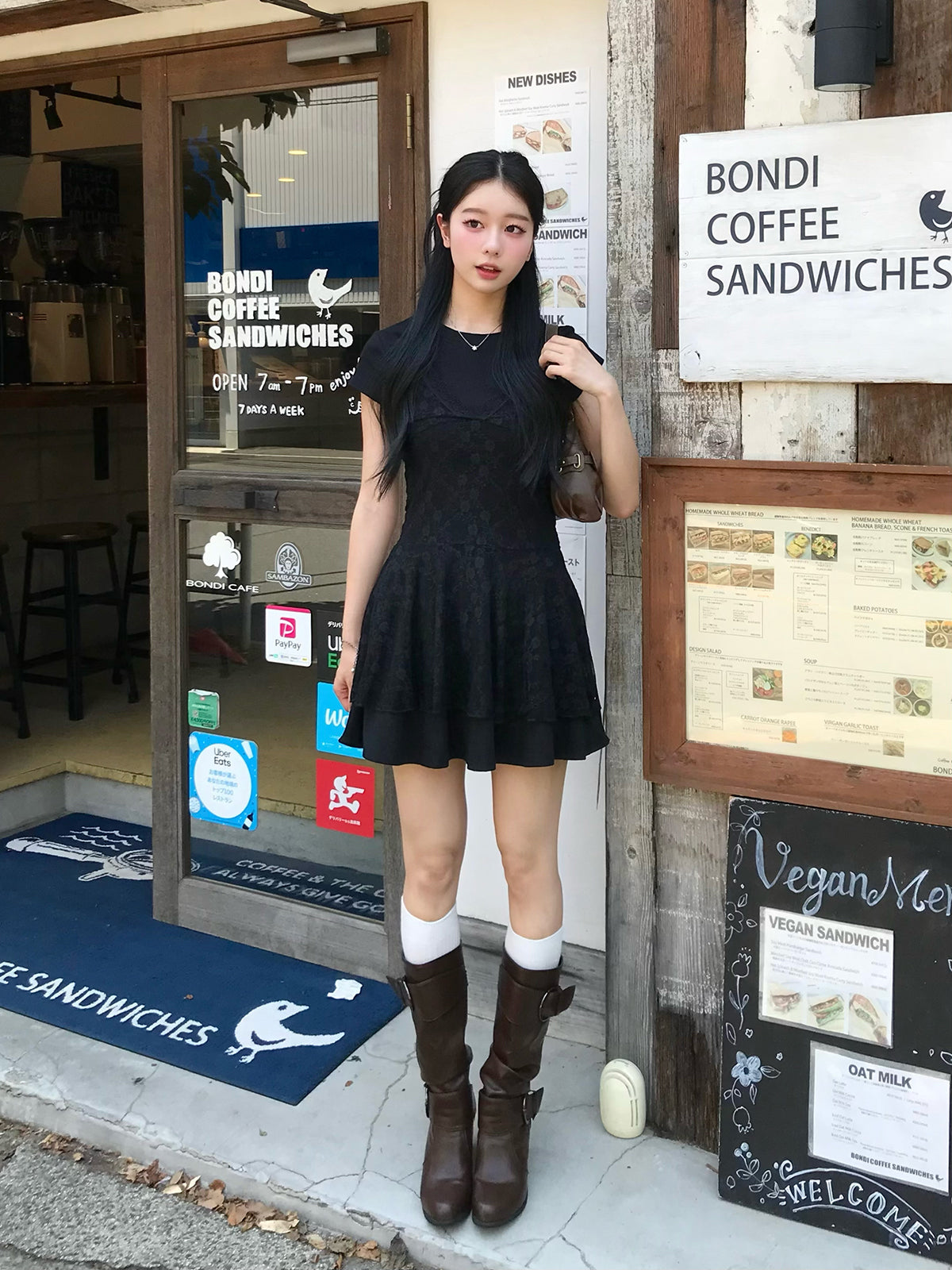 レースレイヤードツーピースミニワンピース