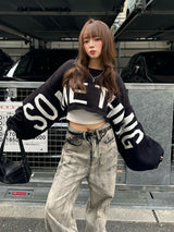 ビッグロゴショートニット - ブラック