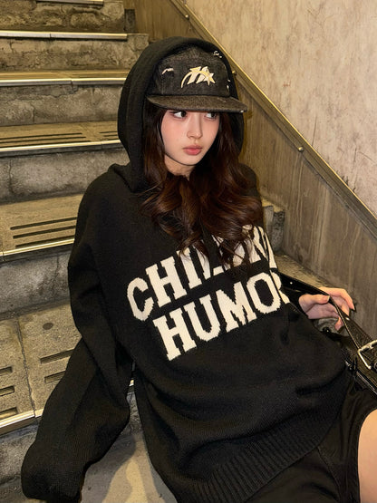 レタリングロゴフーディーニット