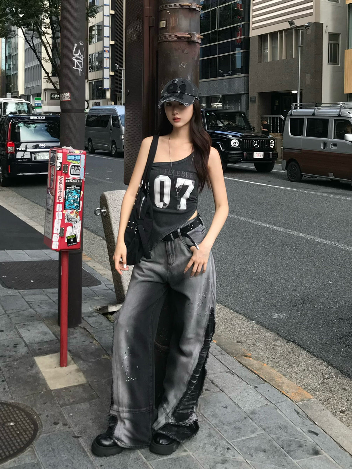 ナンバリングアシメタンクトップ