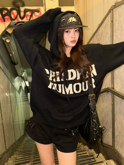 レタリングロゴフーディーニット