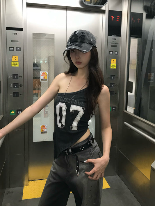 ナンバリングアシメタンクトップ