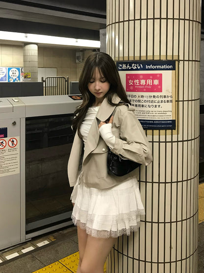 皮革触感大翻领夹克