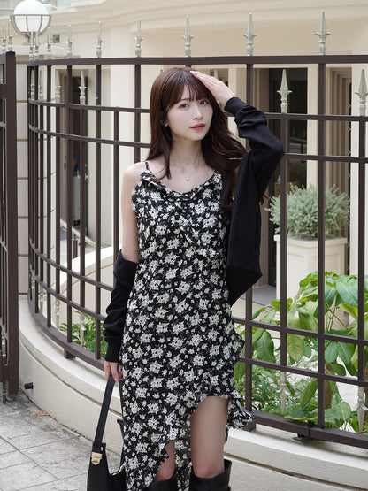 アシメフラワーキャミワンピセット