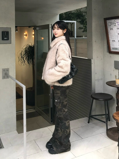 カモフラージュフレアデニムパンツ