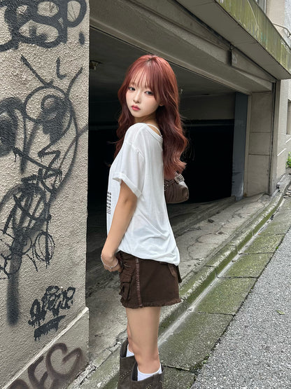 スタッズクロスVネックTシャツ