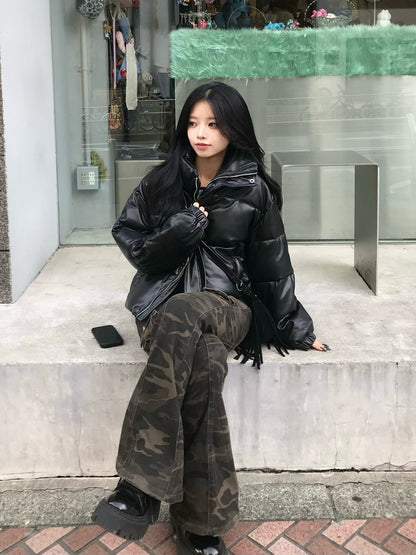 レザータッチパデッドショートブルゾン