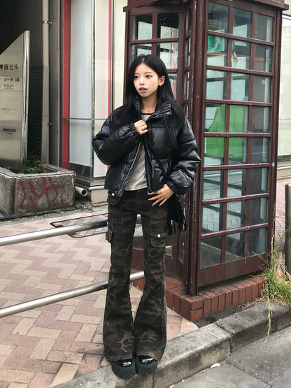 レザータッチパデッドショートブルゾン