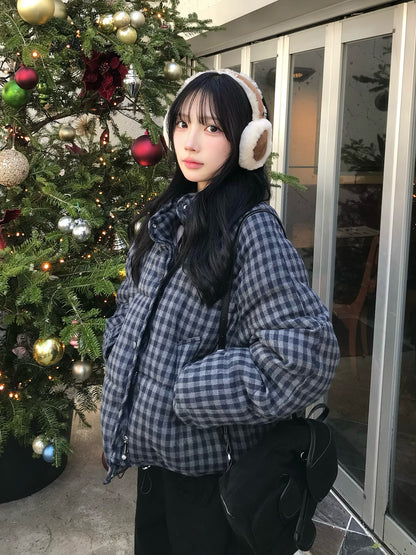 チェックパデッドボリュームブルゾン