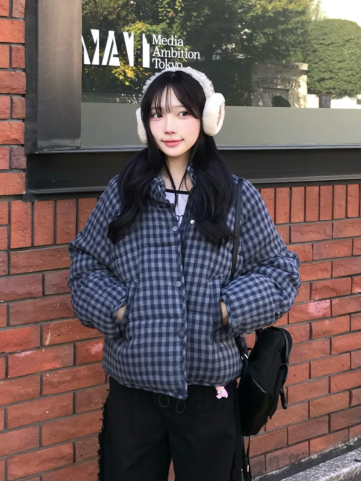 チェックパデッドボリュームブルゾン