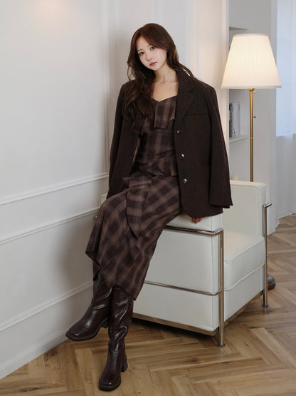 CHECK RUFFLE ONEPIECE