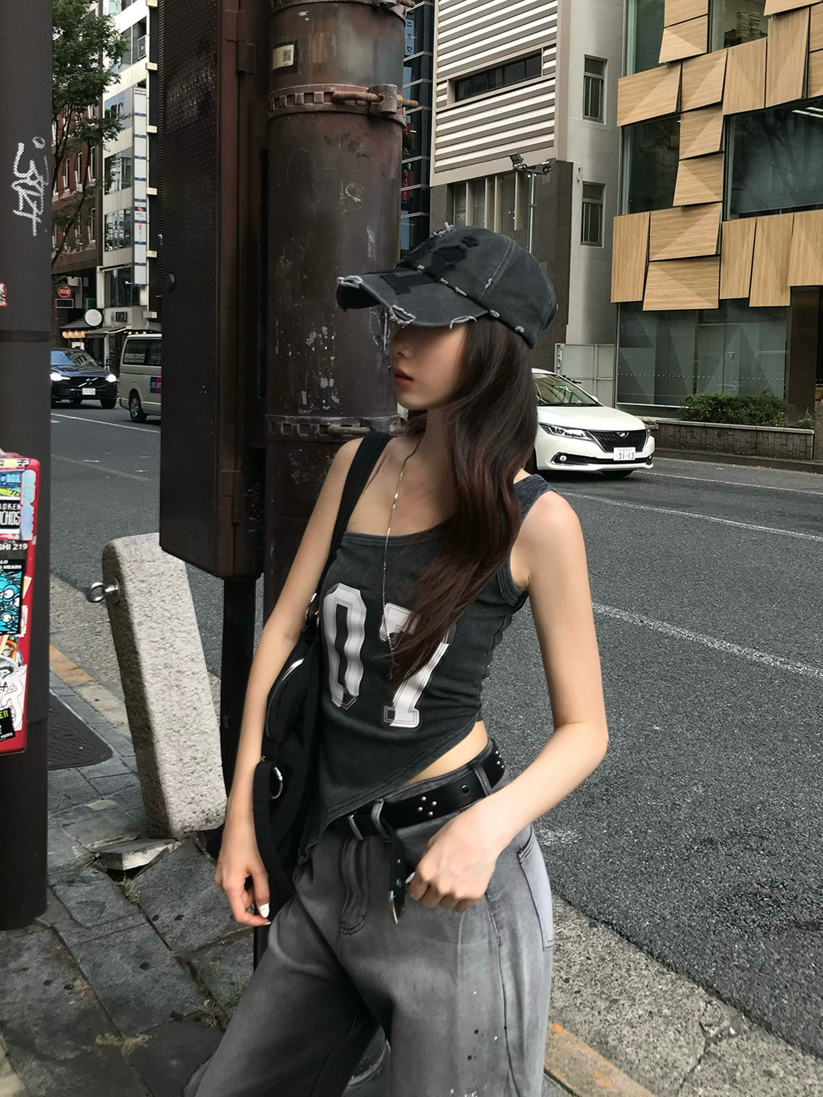 ナンバリングアシメタンクトップ