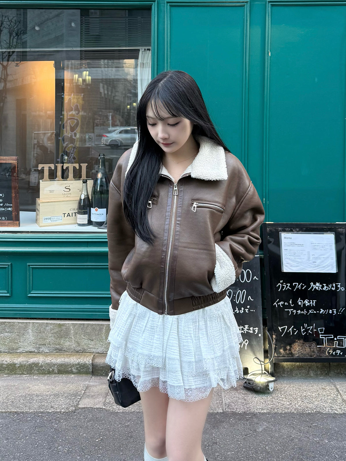 더블 레이스 디자인 미니스커트