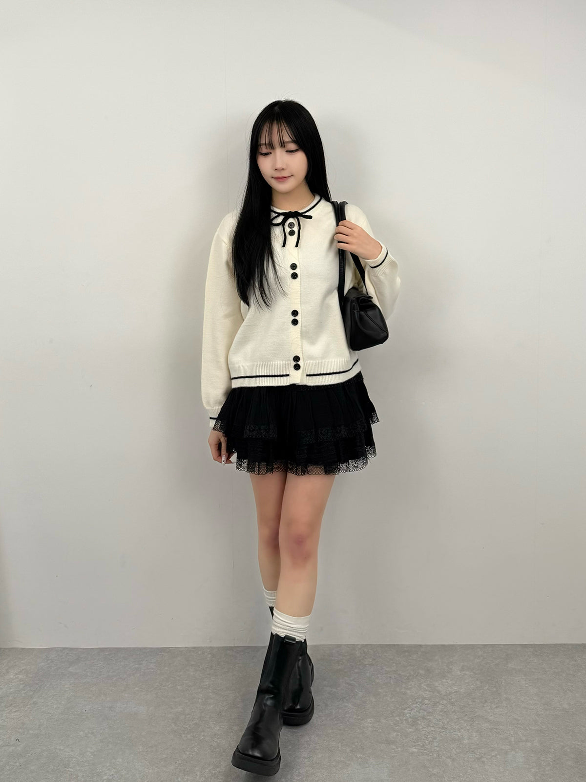 더블 레이스 디자인 미니스커트