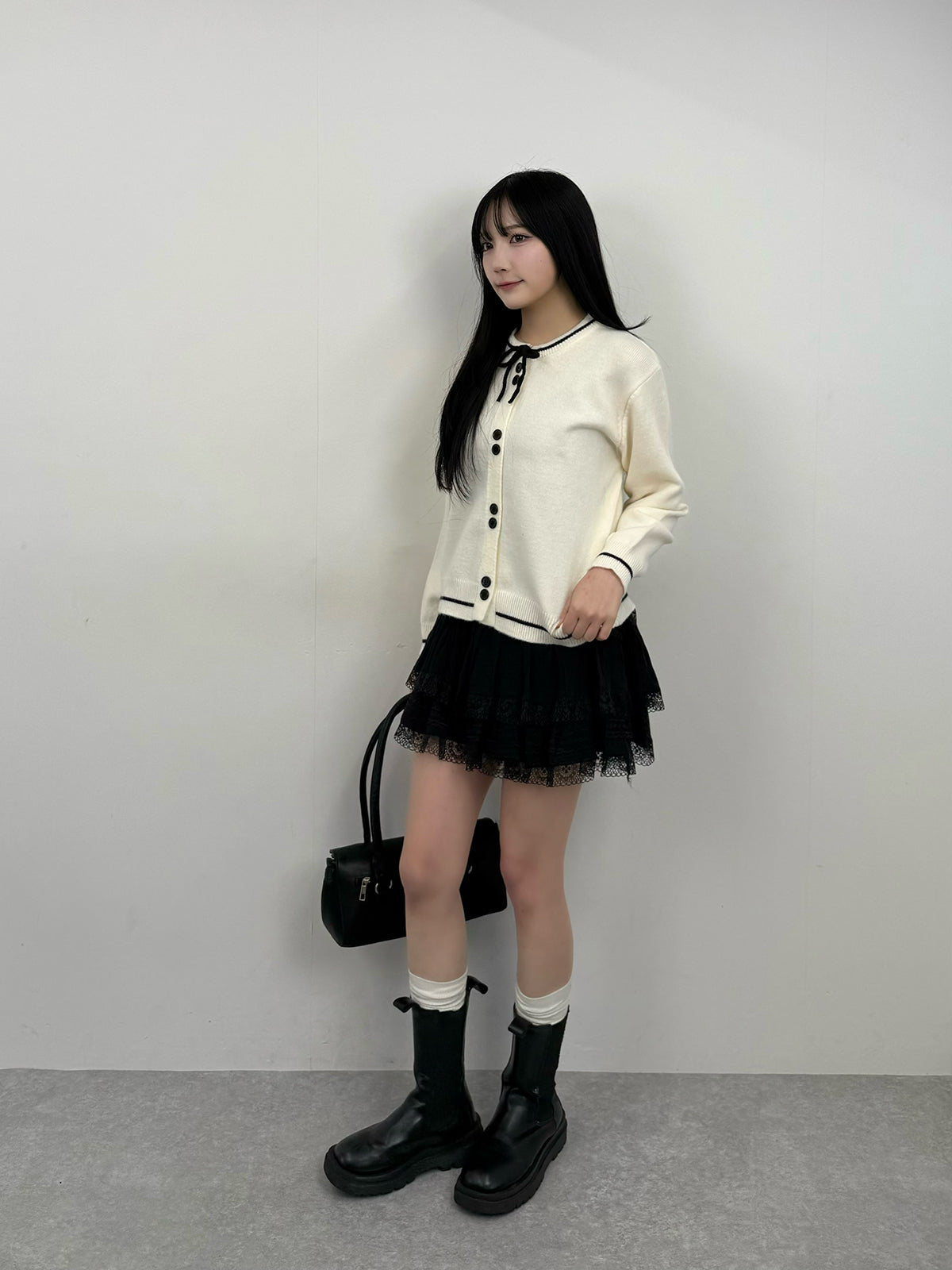 Front Ribbon Knit Cardigan