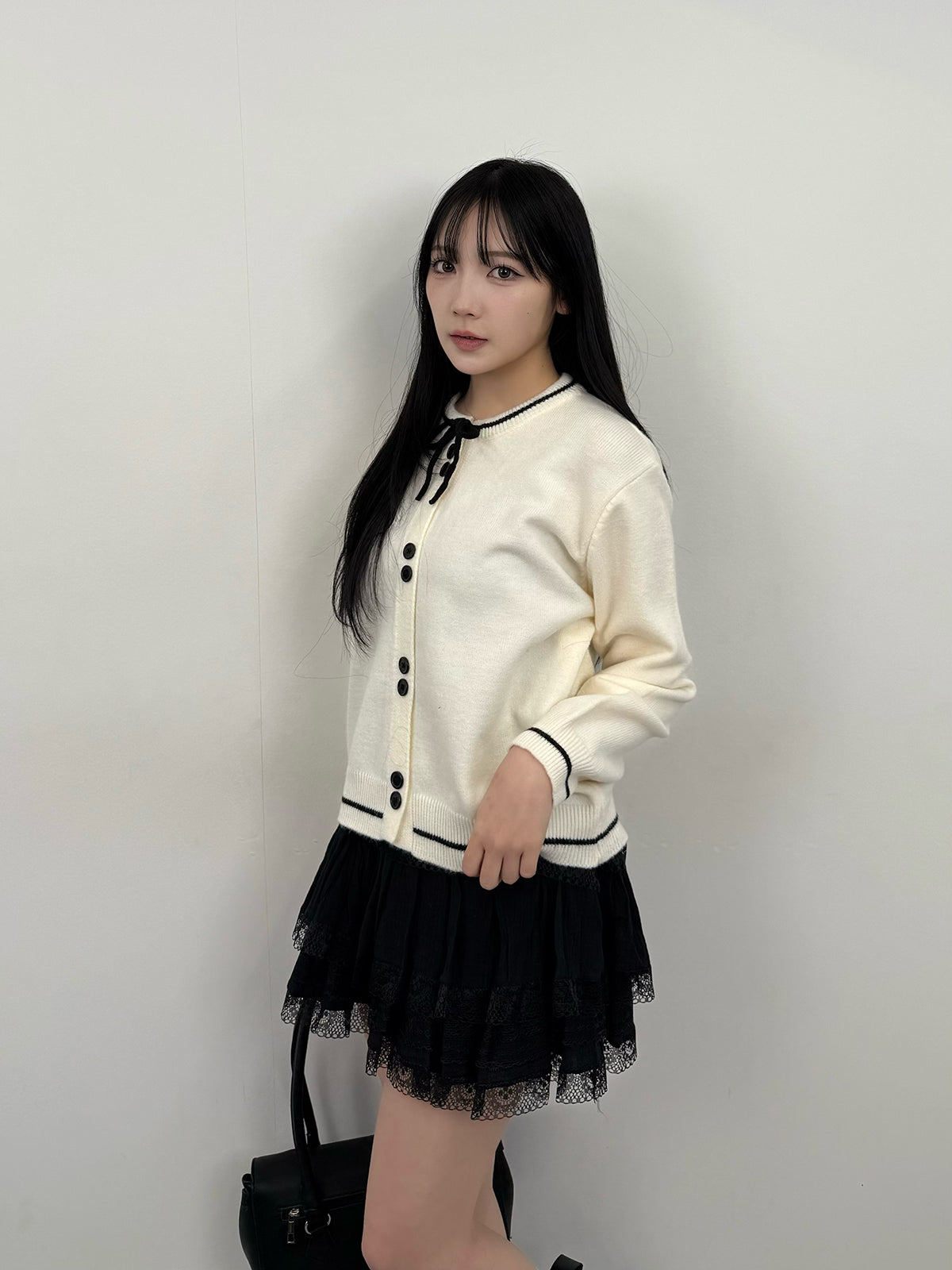 Front Ribbon Knit Cardigan