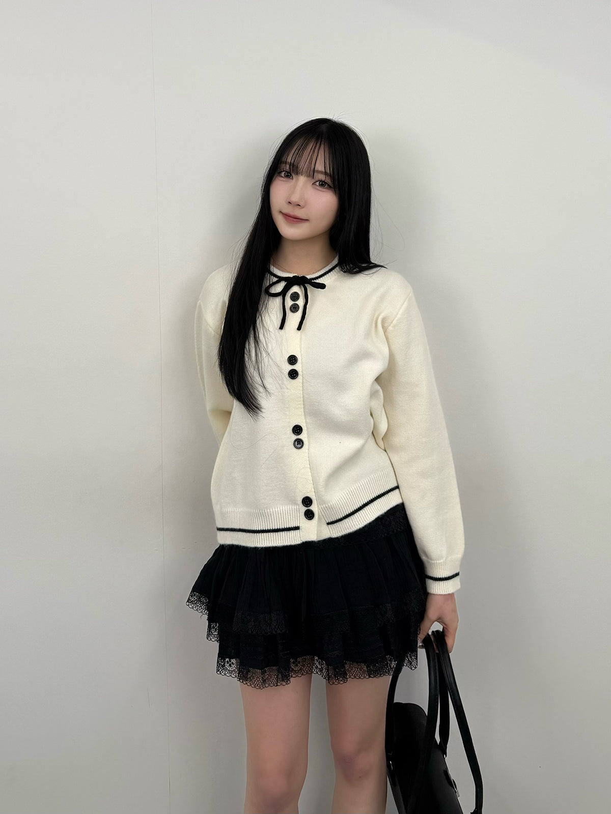 Front Ribbon Knit Cardigan