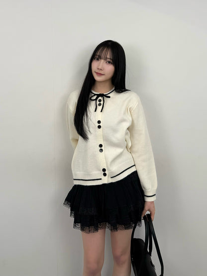 Front Ribbon Knit Cardigan
