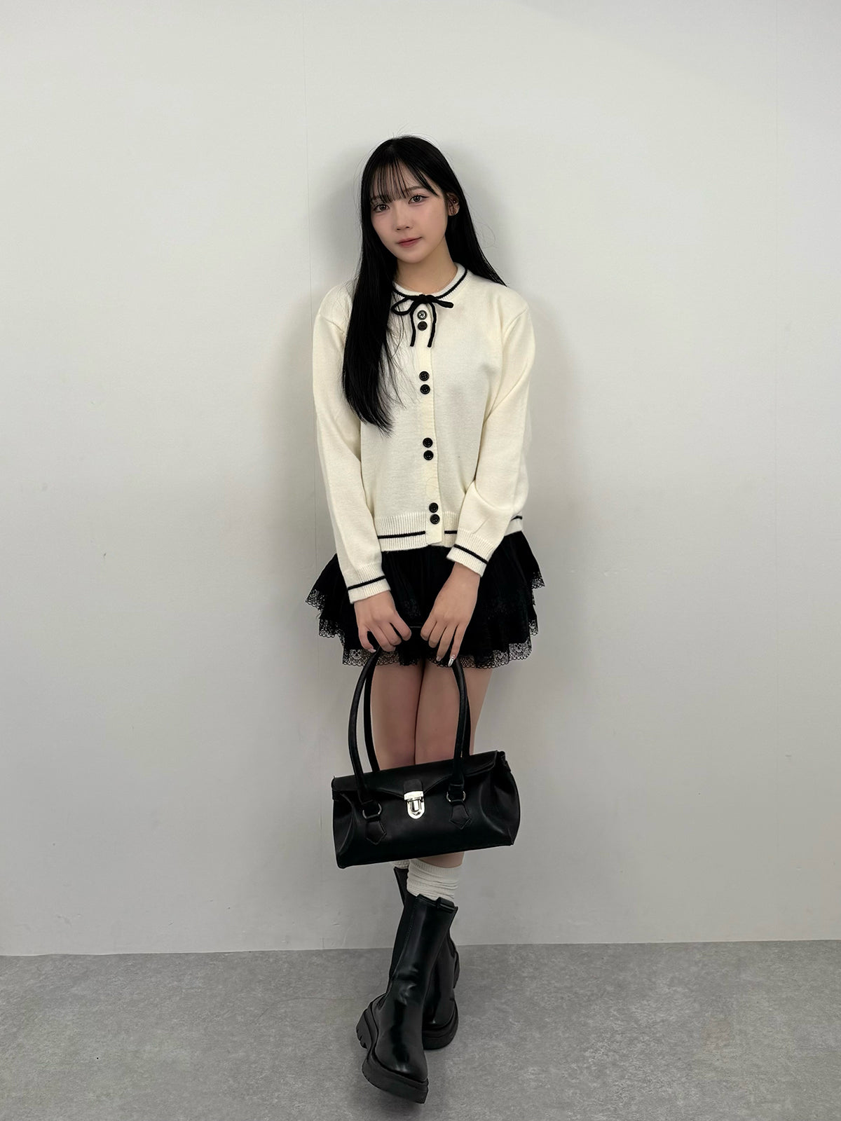 Front Ribbon Knit Cardigan