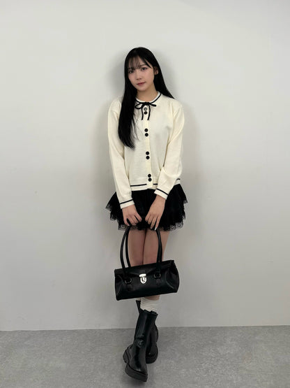 Front Ribbon Knit Cardigan