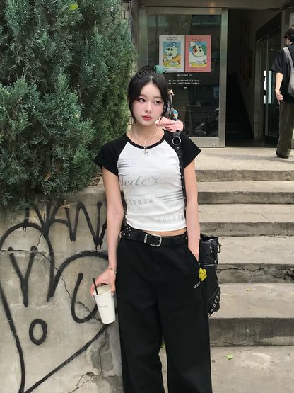 グリッターロゴラグランTシャツ