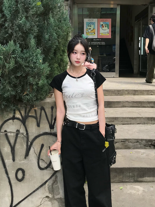 グリッターロゴラグランTシャツ