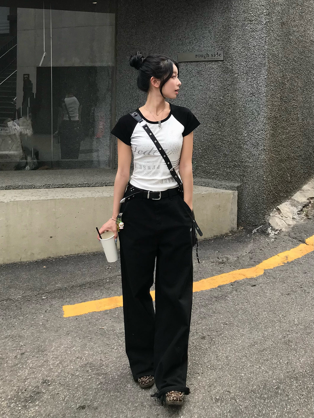 グリッターロゴラグランTシャツ