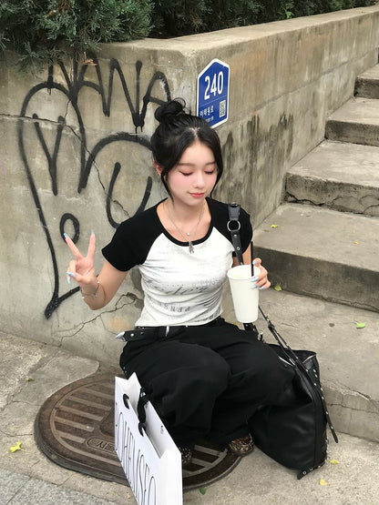 グリッターロゴラグランTシャツ