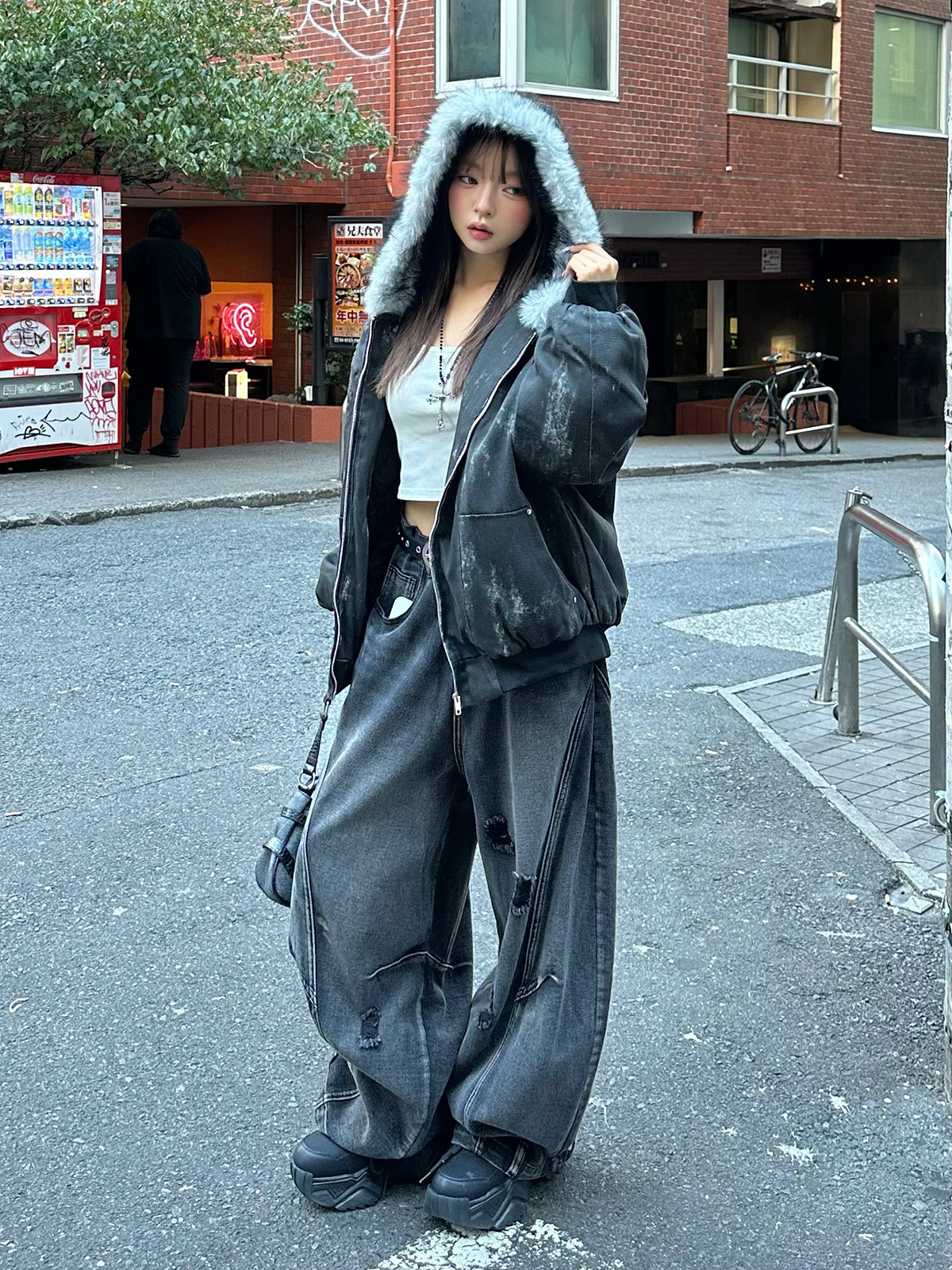 ダーティウォッシュファータッチブルゾン