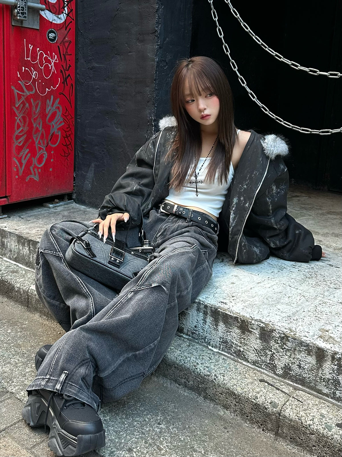 ダーティウォッシュファータッチブルゾン