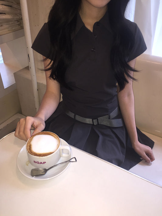 プリーツシャツワンピース