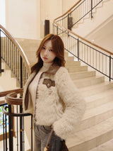 ファータッチレザーカラーコート - アイボリー