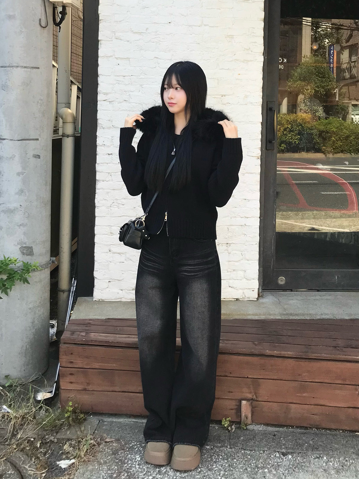 ファータッチフーディーダブルジップニット