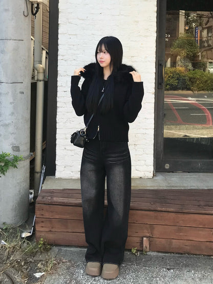 ファータッチフーディーダブルジップニット