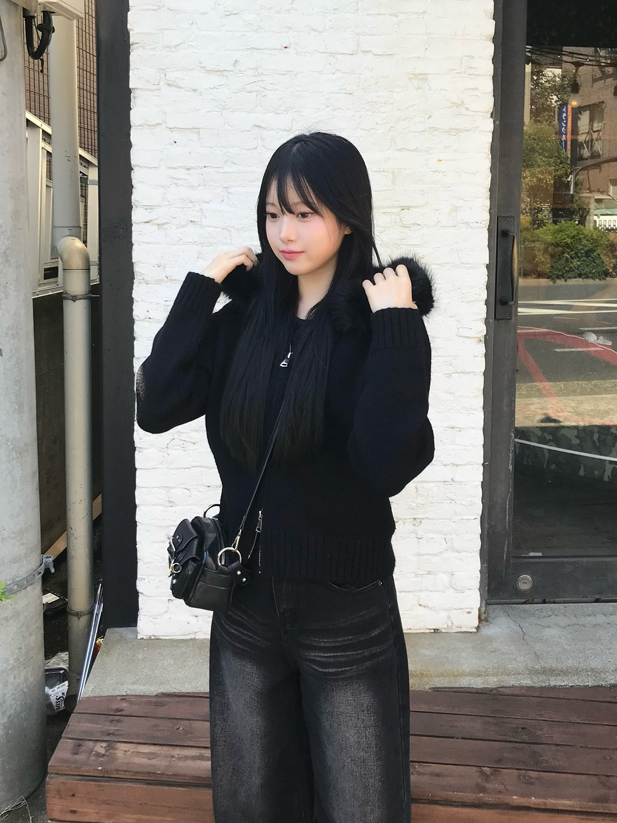 ファータッチフーディーダブルジップニット