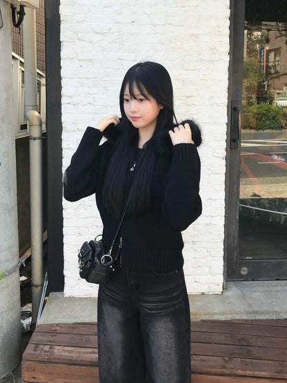 ファータッチフーディーダブルジップニット