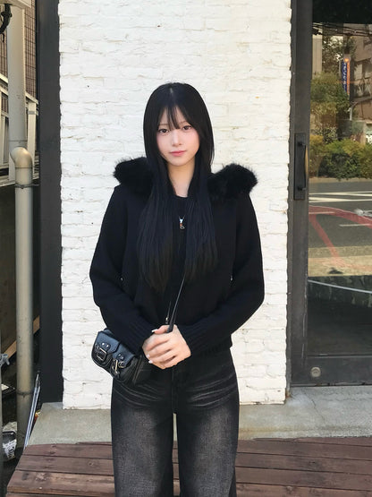 ファータッチフーディーダブルジップニット