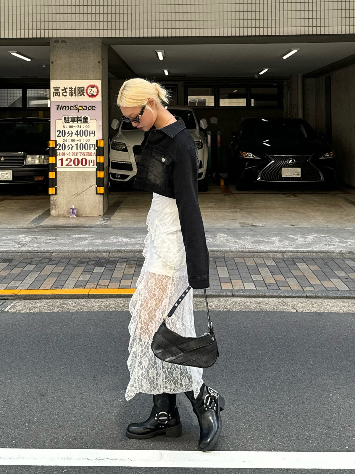 Asymmetrical lace cami dress