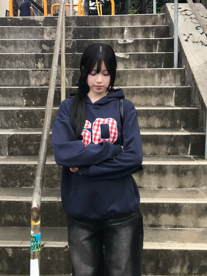 チェックロゴプリントパーカー