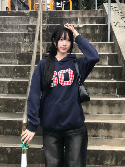 チェックロゴプリントパーカー