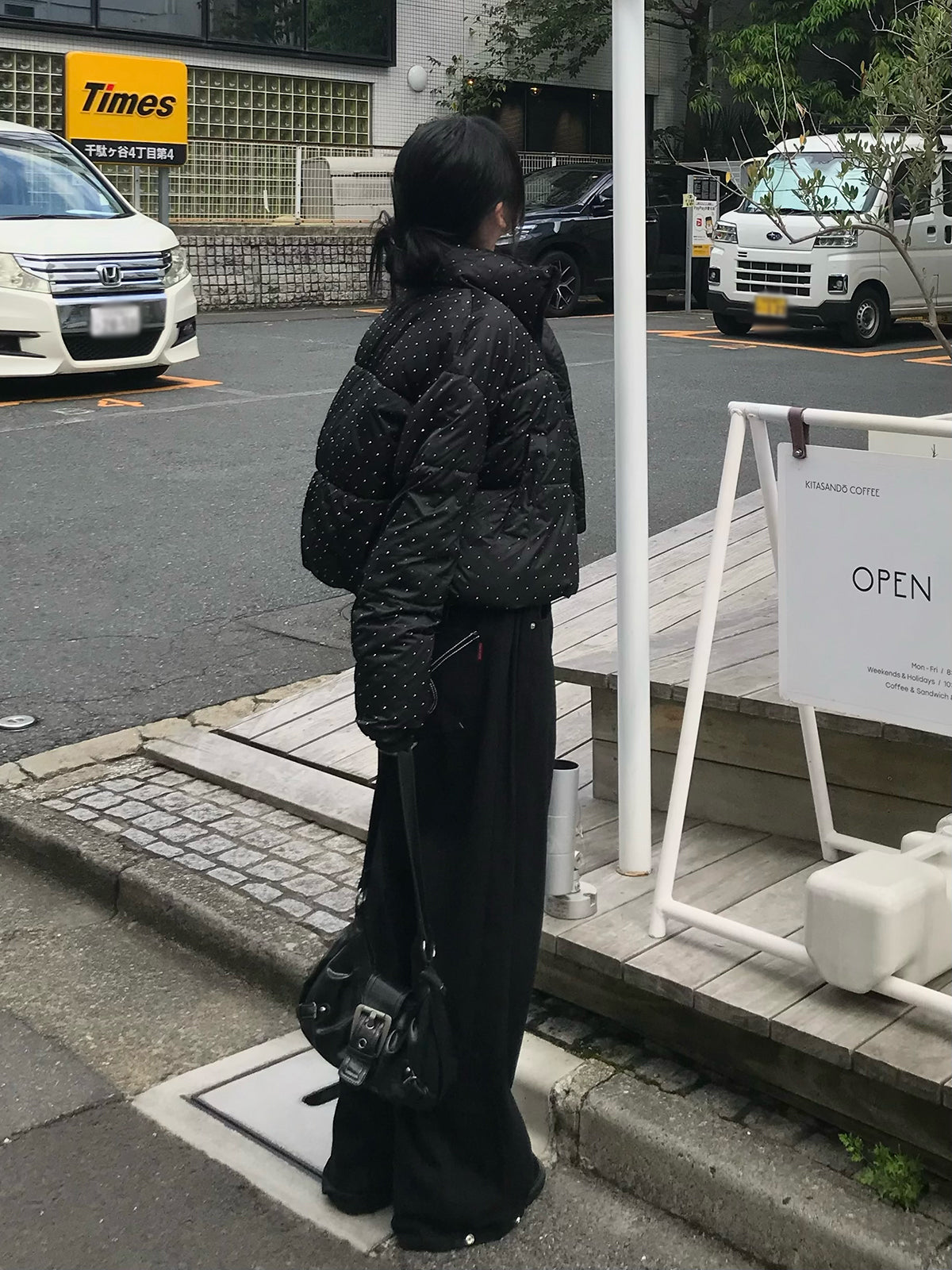 ステッチクロスワイドデニムパンツ